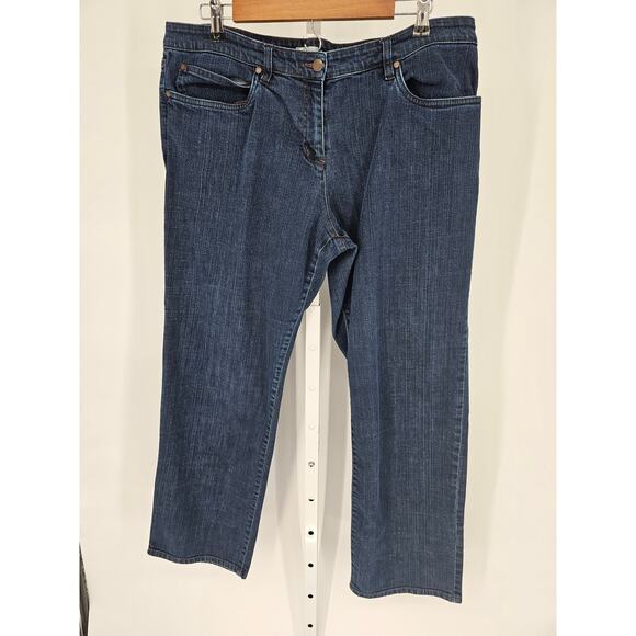 Eileen Fisher Women Blue Button Closer Mid Rise Straight Leg Zip Up Jean Size XL - Picture 1 of 4